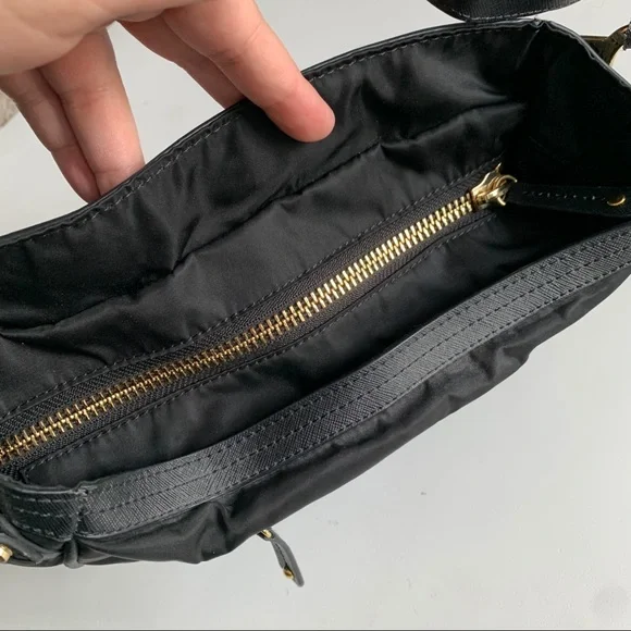 JPK Paris 75 Nylon Shoulder Bag Purse Black Gold Hardware - Picture 10 of 12